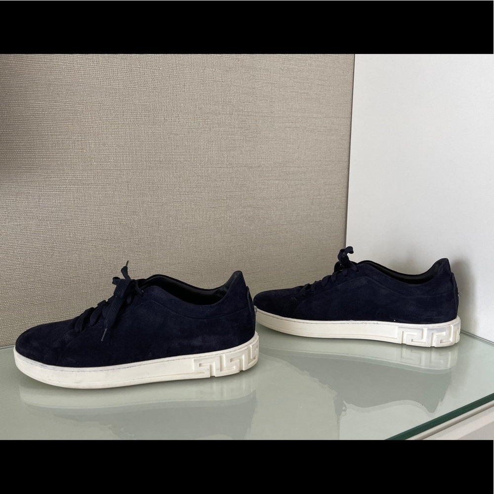 Versace navy blue suede sneakers